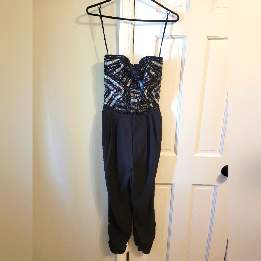 Parker Black and Silver Lace Jumpsuit